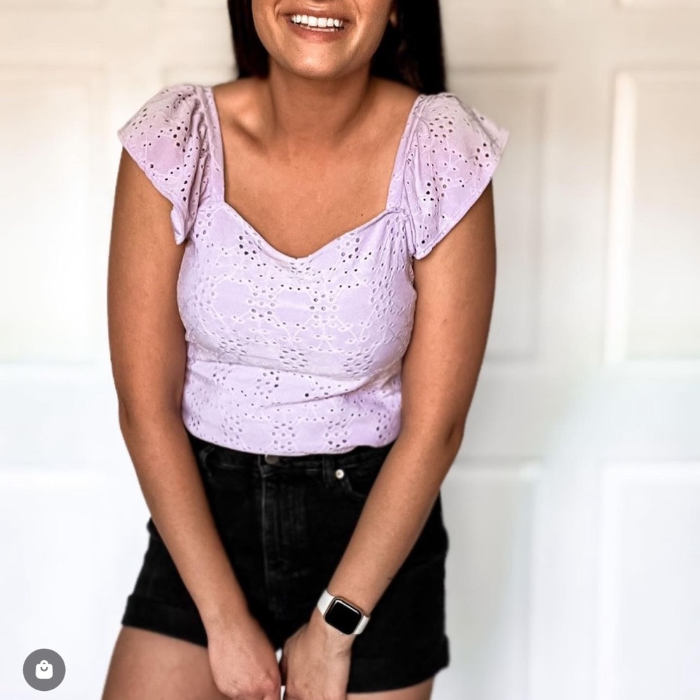 Lavender eyelet top